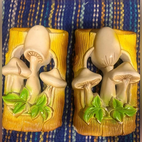 Vintage Mid-Century Mushroom Wall Décor - Set of 2 - Picture 1 of 6
